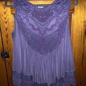Purple tank top with lace detail